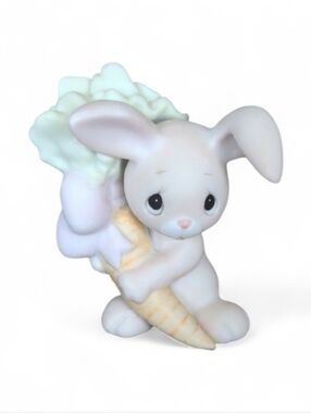 Vintage 1982 Precious Moments Bunny Rabbit with Large Carrot - Enesco